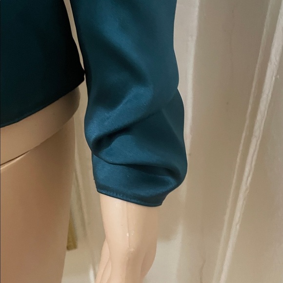 ASOS Deep Green Satin Wrap Blouse - Picture 5 of 13
